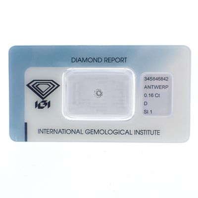 Image 1 of 0.16 ct. Brilliant cut diamond D/ SI1 + IGI Certificate - Natural diamond