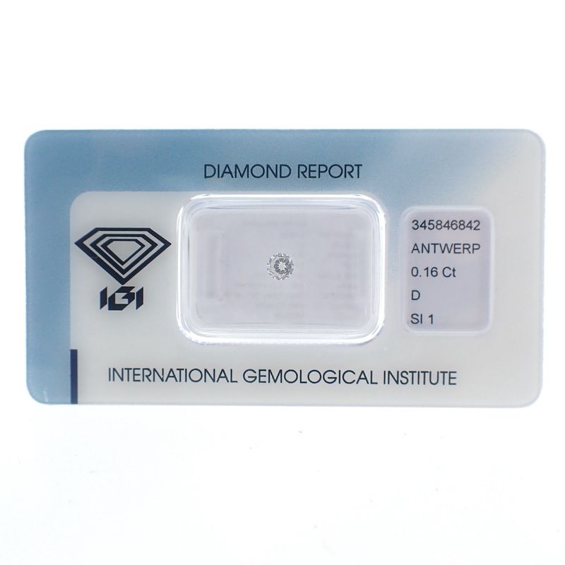 Image 1 of 0.16 ct. Brilliant cut diamond D/ SI1 + IGI Certificate - Natural diamond