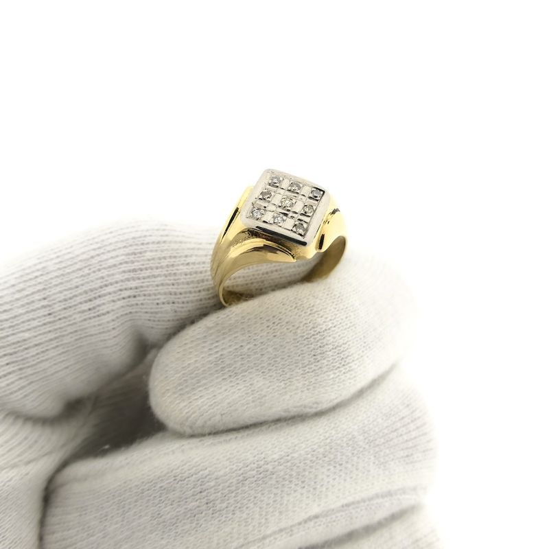 Image 9 of Two-tone gold signet ring with 0.09 ct diamond.