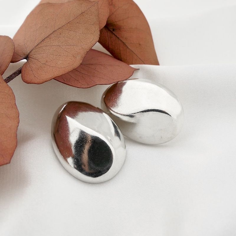 Image 6 of Silver fantasy stud earrings; artistic