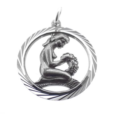 Silver zodiac sign pendant; Virgo Image 2 of Silver zodiac sign pendant; Virgo