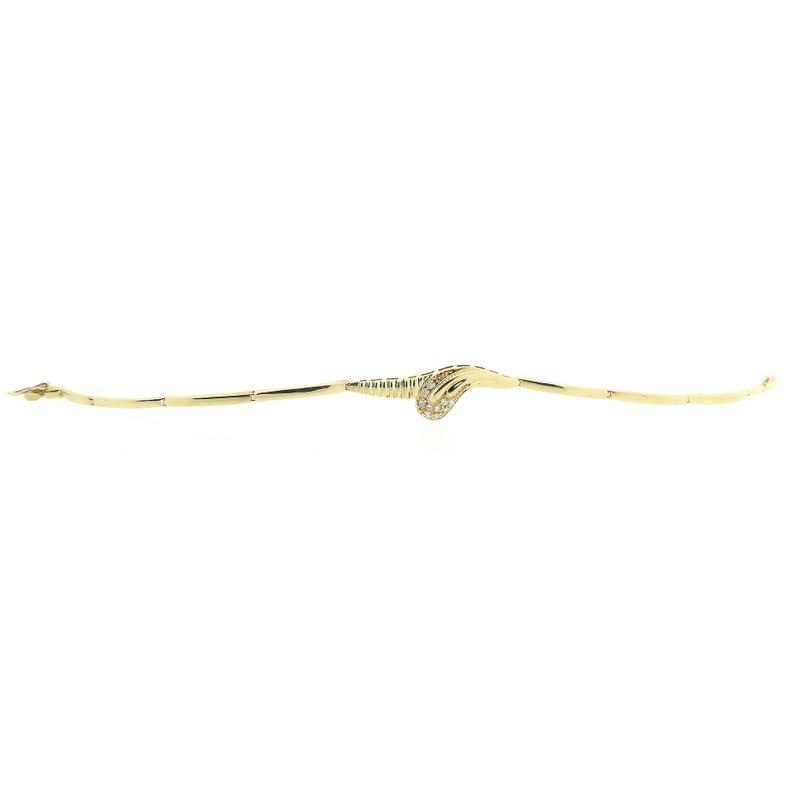 Image 7 of Gold bar link bracelet with zirconia