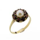 Image 1 of 8K Vintage ring with pearl and garnet