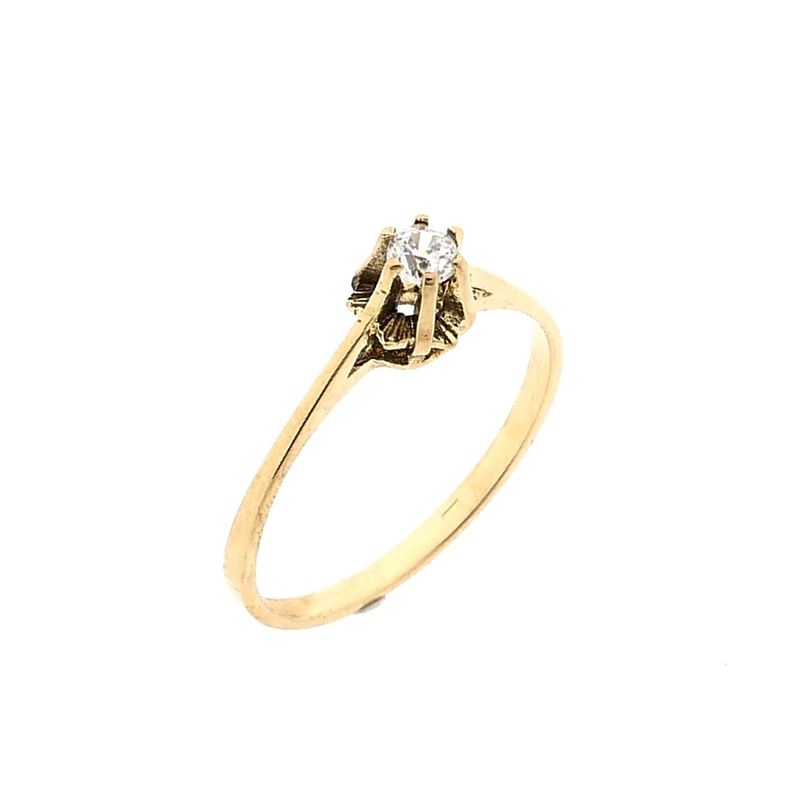 Image 1 of Gold Ring with Zirconia; 14K; Size 17.75