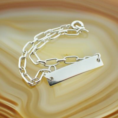 Silver anchor bracelet with engraving plate | 18 cm Image 2 of Silver anchor bracelet with engraving plate | 18 cm