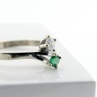 Image 3 of White gold ring with emerald and diamond | Toi et moi