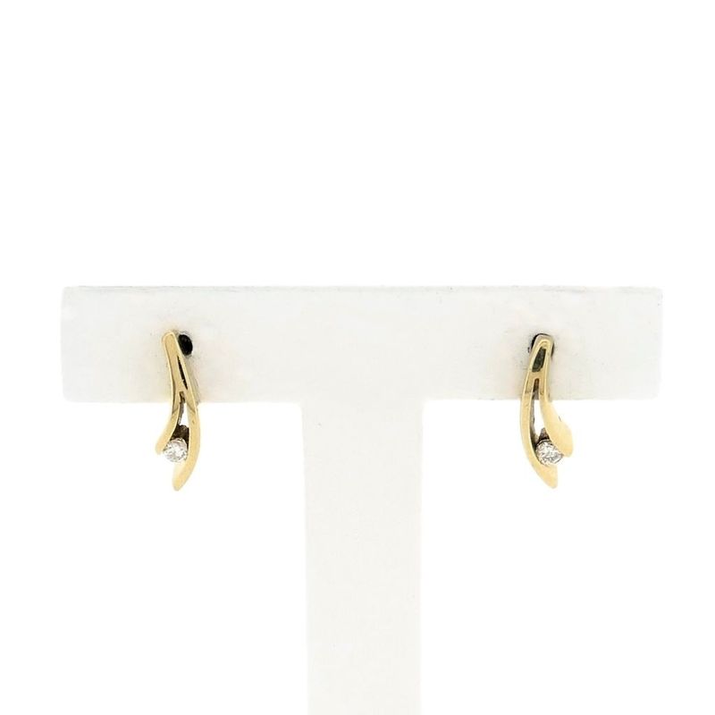 Image 1 of Gold stud earrings with diamond; 0.08 ct.
