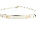 Image 1 of Silver gourmet link bracelet with two-tone plate | 21 cm