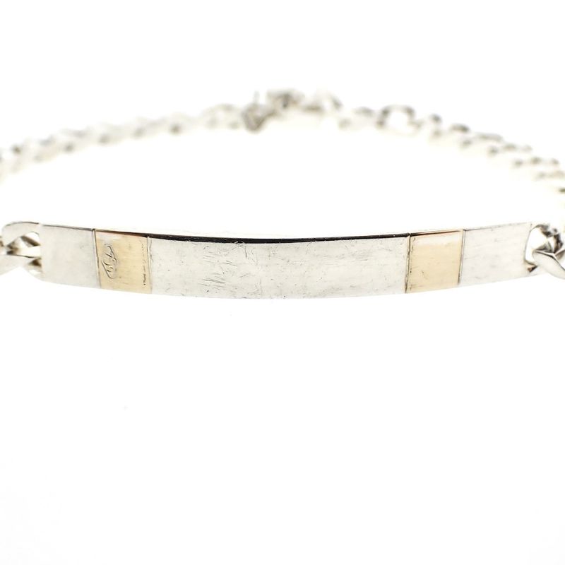 Image 1 of Silver gourmet link bracelet with two-tone plate | 21 cm