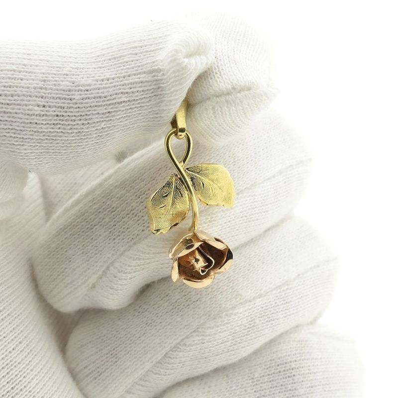 Image 3 of Two-tone gold rose pendant | Vintage