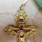 Image 4 of Gold Victorian pendant of a cross with pearls
