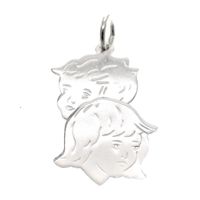 Silver charm; Children's heads (boy and girl)