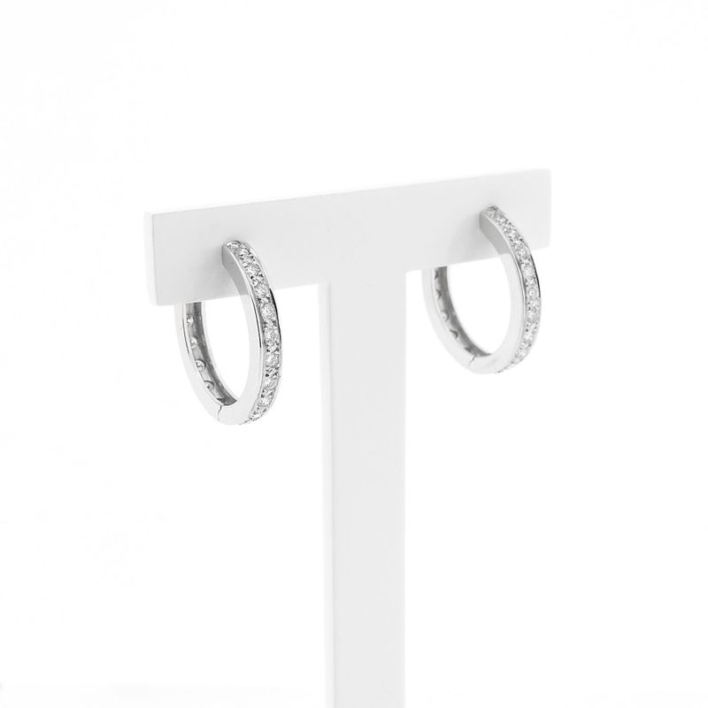Image 3 of White Gold Hoop Earrings with Diamonds; Approx. 0.76 ct.