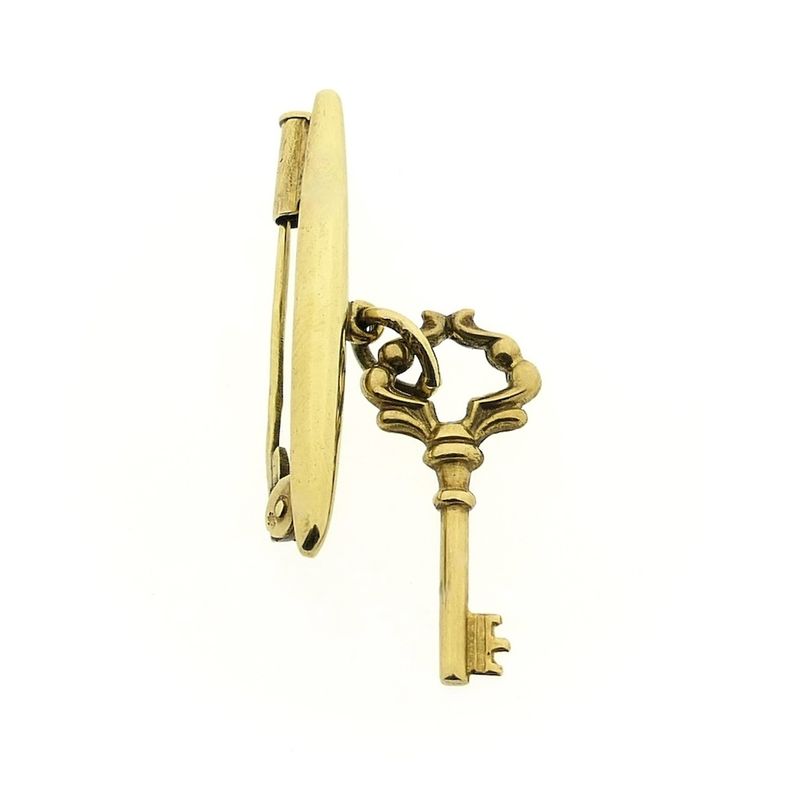 Image 6 of Gold brooch with vintage skeleton key