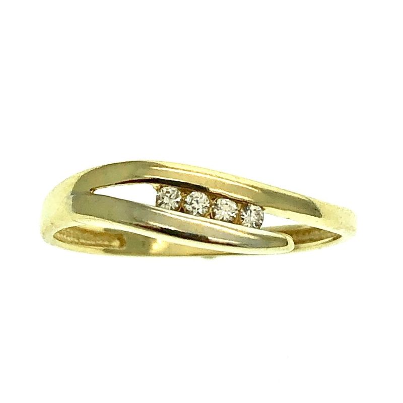 Image 2 of Two-tone gold row ring with diamond | 0.04 ct.