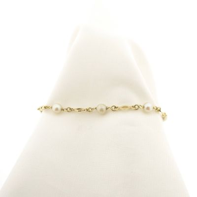 Image 1 of Gold bracelet with pearls | 19.5 cm