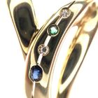 Image 3 of Gold pendant with emerald, sapphire and diamond; 0.05 ct.