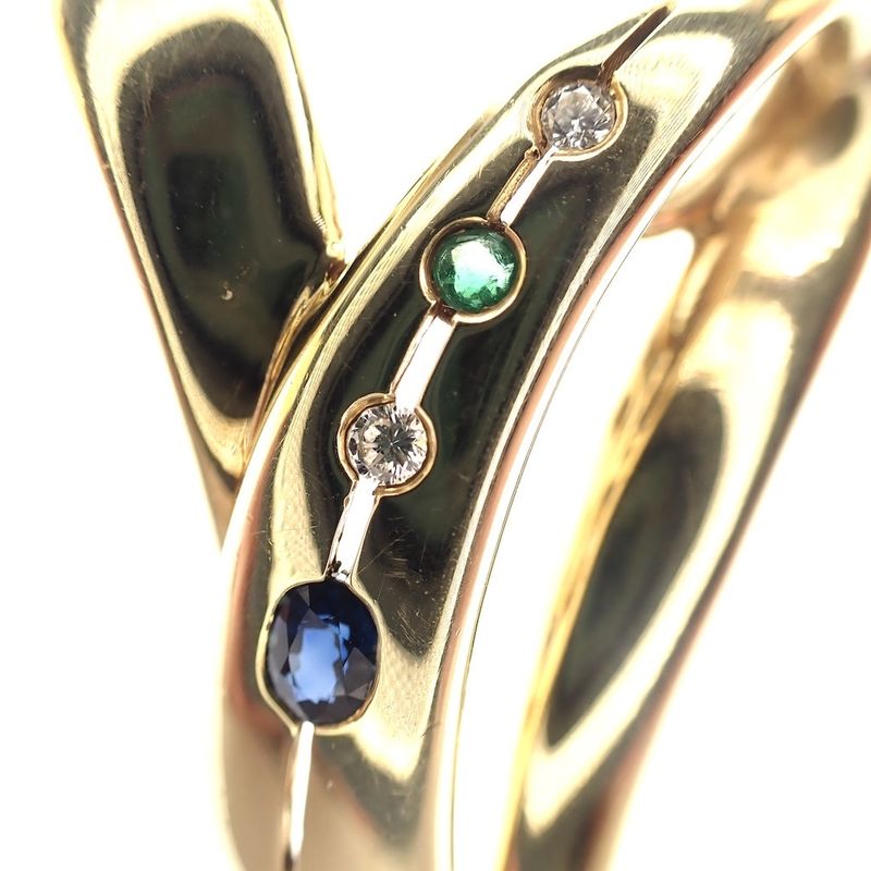 Image 3 of Gold pendant with emerald, sapphire and diamond; 0.05 ct.