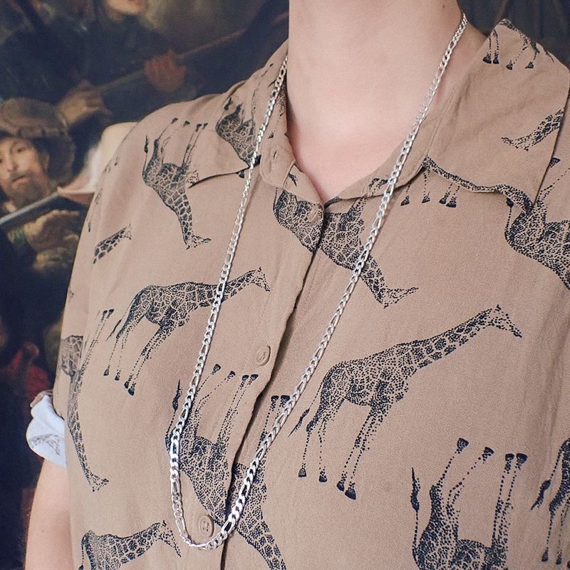Image 4 of Silver long figaro link necklace | 80 cm