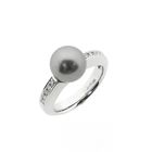 Image 1 of White gold ring with Tahitian pearl and diamonds; 0.10 ct.