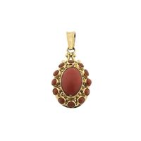 Antique gold pendant with blood coral