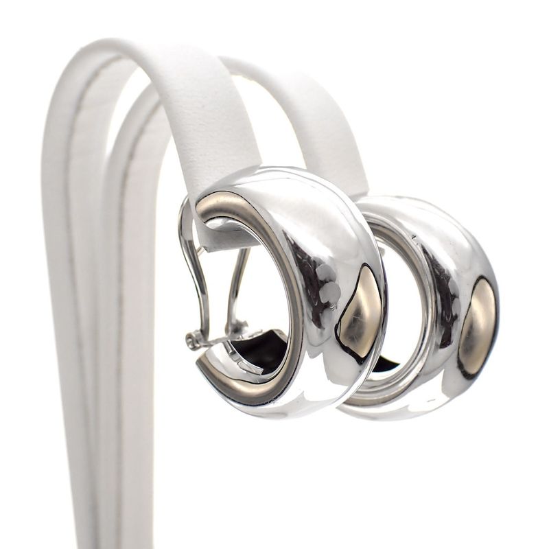 Image 1 of White gold wide earrings; Ø 23.0 mm