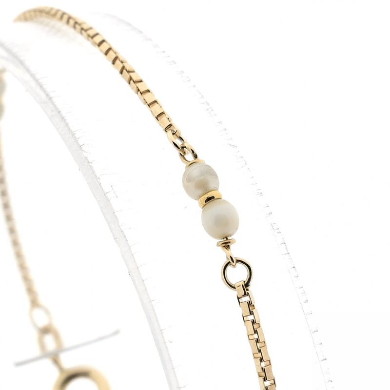 Image 3 of Golden Venetian link bracelet with pearl | 18 cm