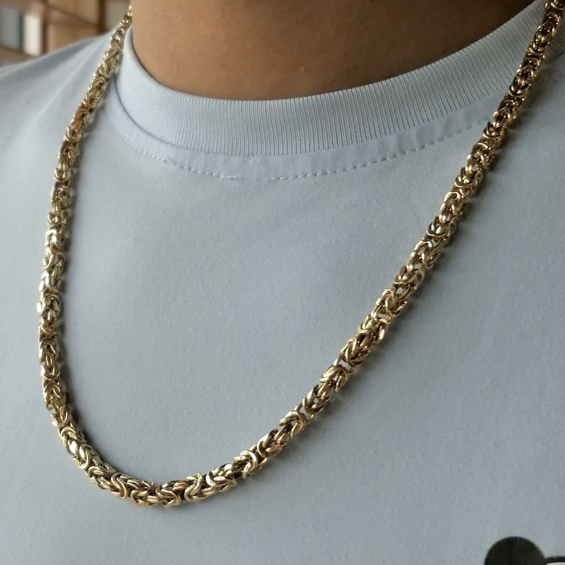 Image 11 of Gold square king link necklace; Midas