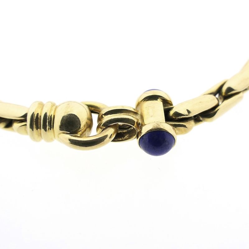 Image 4 of Vintage gold anchor link bracelet with lapis lazuli | 19.5 cm