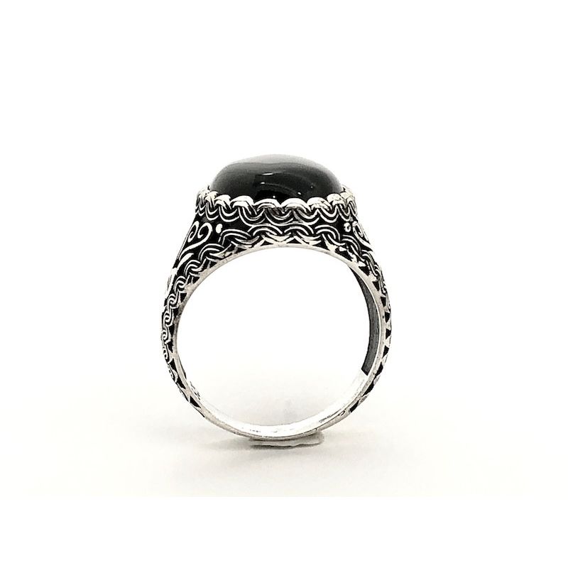 Image 5 of Silver bohemian (signet) ring with onyx stone