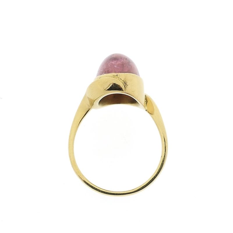 Image 4 of 18 carat gold entourage ring with pink tourmaline; Petit dor