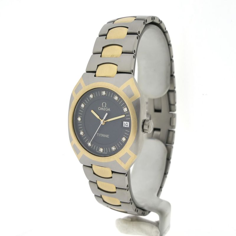 Image 2 of Omega Seamaster Polaris 'Titane' 396.0981; Unisex 18k gold/titanium watch with diamonds