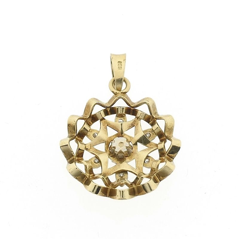 Image 5 of Vintage gold pendant with diamonds | 0.035 ct.