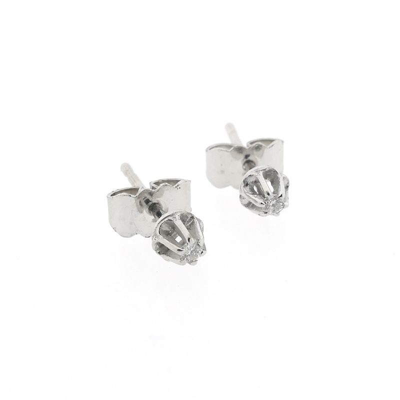 Image 5 of White gold solitaire stud earrings with diamond | 0.05 ct.