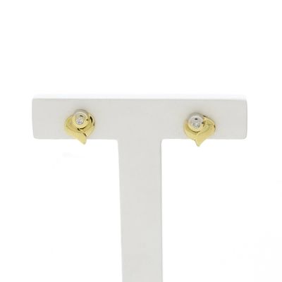 Image 1 of Golden flower stud earrings with diamond; 0.02 ct.