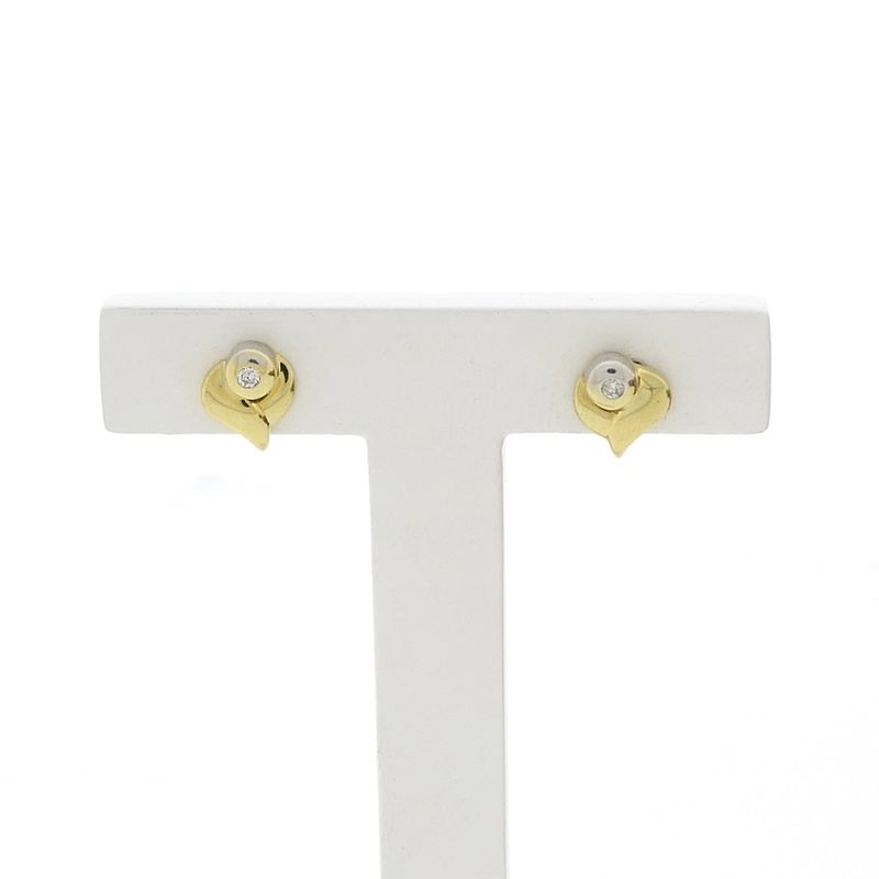 Image 1 of Golden flower stud earrings with diamond; 0.02 ct.