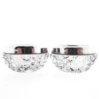 Crystal salt and pepper shaker set with silver rim | Vintage