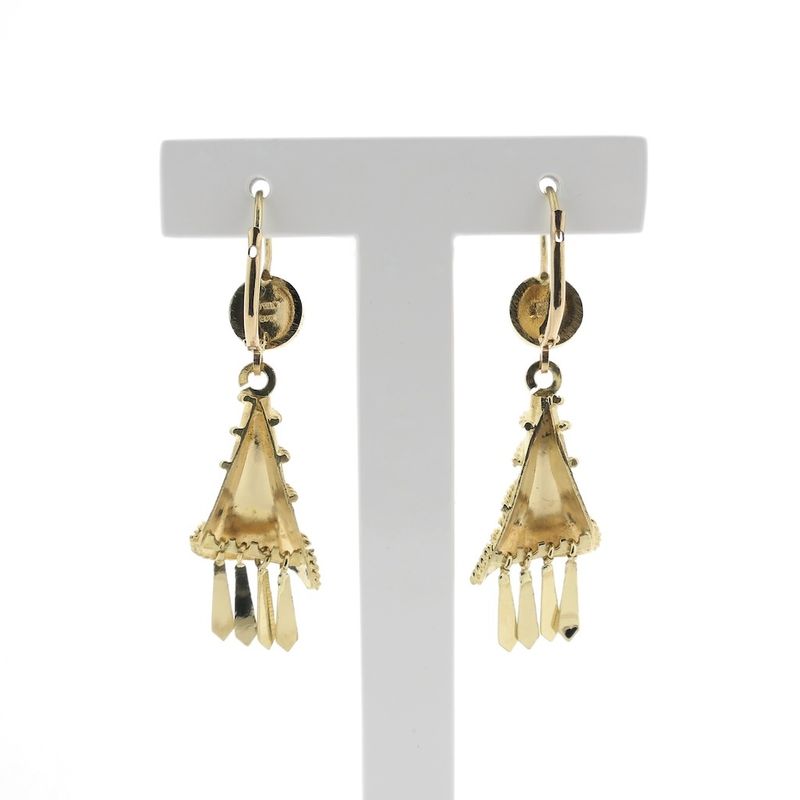 Image 4 of Oriental gold earrings with filigree strand
