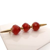 Vintage gold large brooch with carnelian