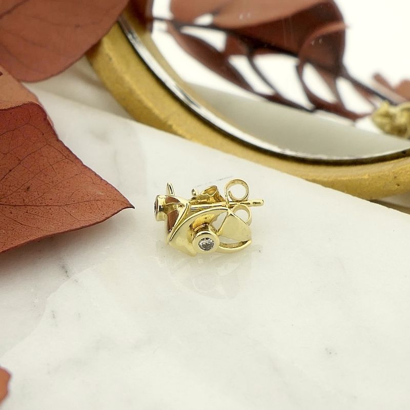 Image 8 of Gold fantasy stud earrings with diamond 0.08 ct.