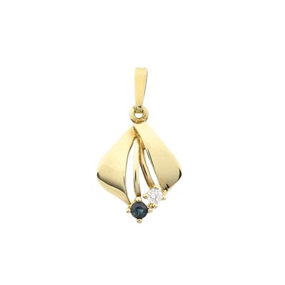 Image 1 of Gold pendant with sapphire and zirconia