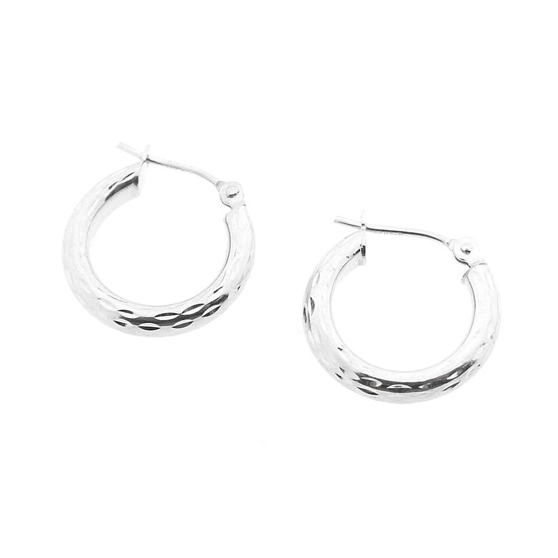 Image 8 of White gold earrings with engravings; Ø 15.8 mm