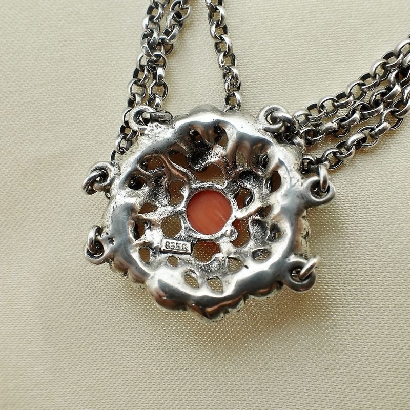 Image 5 of Antique silver necklace with blood coral | 40-45 cm