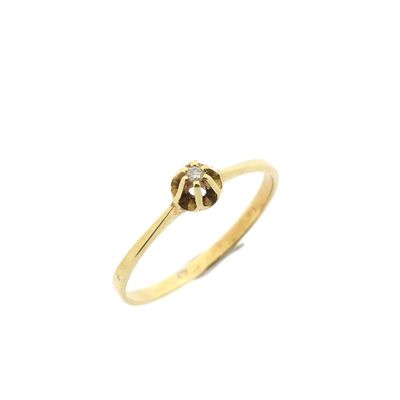 Image 1 of Gold solitaire ring with diamond; 0.01 ct.