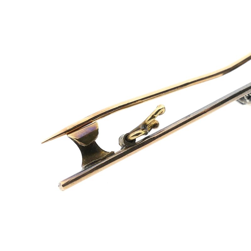 Image 8 of Antique gold and silver brooch with diamonds; approx. 0.25 ct.
