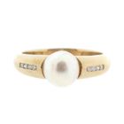 Image 5 of Gold ring with pearl and diamonds; 0.04 ct.