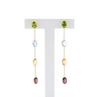 18K gold stud earrings set with a mix of gemstones