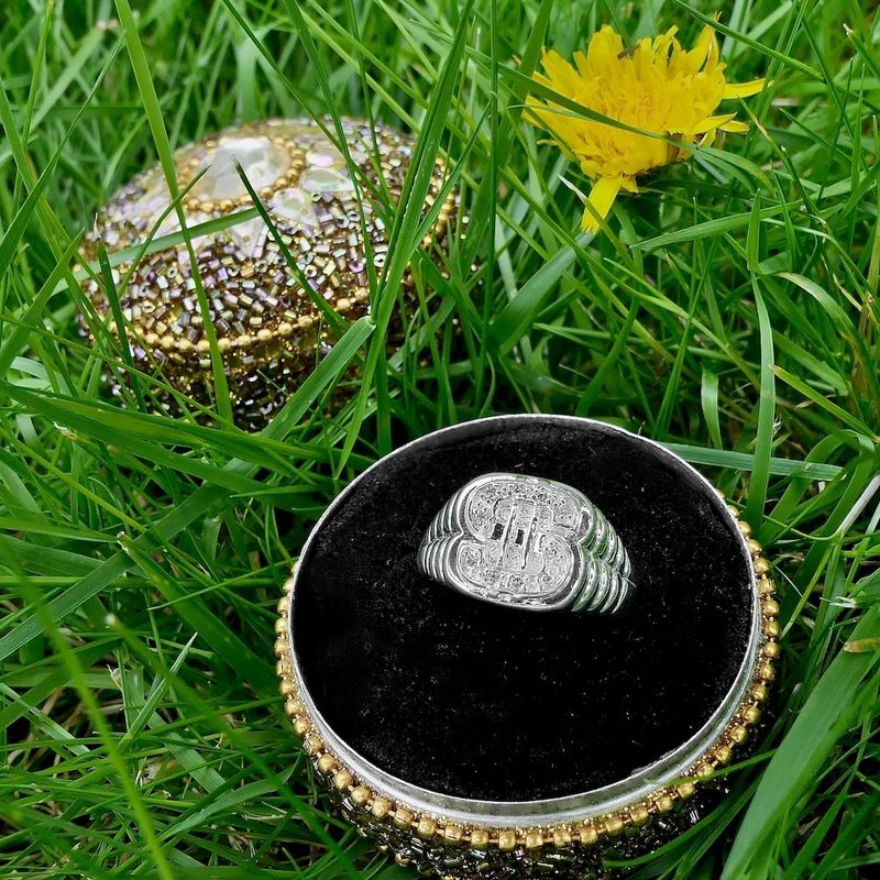 Image 8 of Silver men's ring with dollar sign