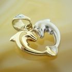 Image 6 of Two-tone gold pendant of two dolphins with diamond | 0.005 ct.