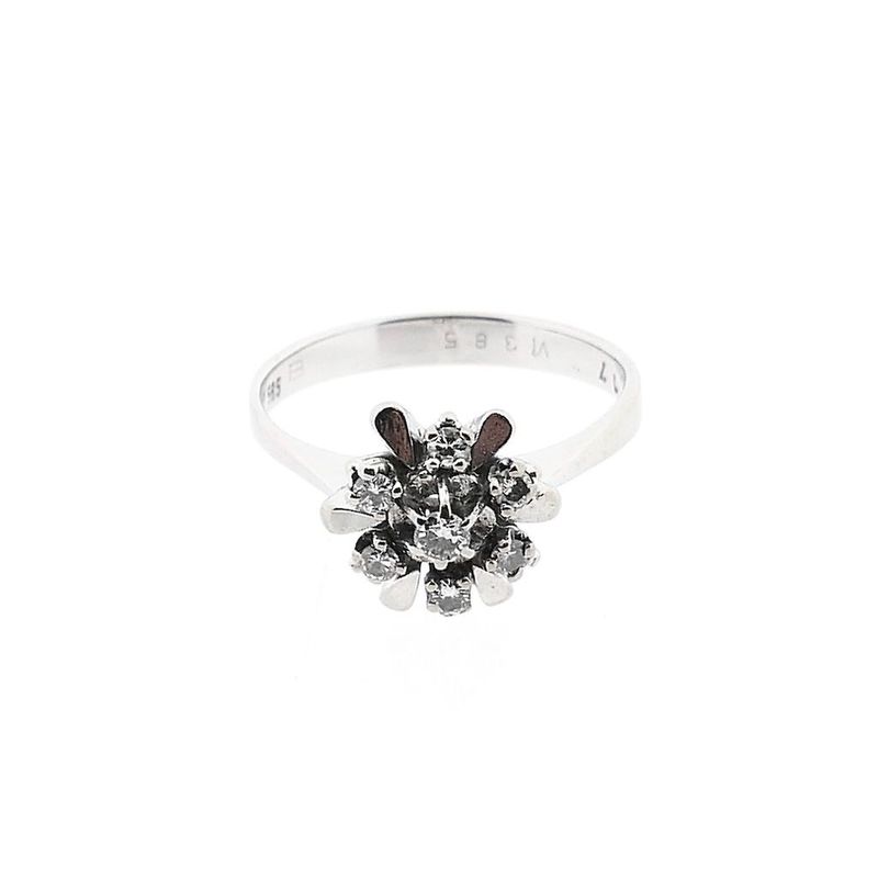 Image 3 of White Gold Surround Ring with Diamonds; 0.17 ct.